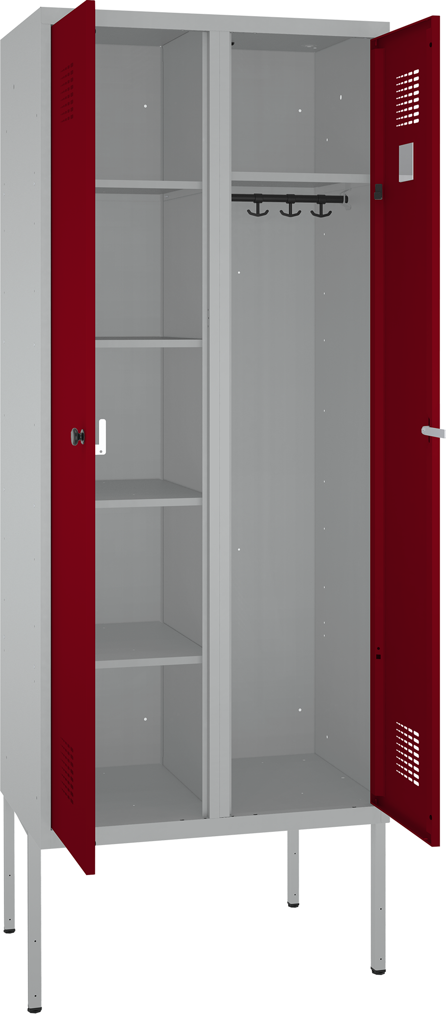 Doppelspind - 2 Abteile - 4 Fachböden links/ Kleiderstange rechts