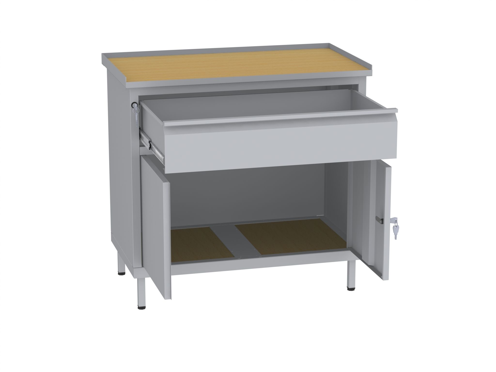 Werkstattschrank, niedrig - 1 Fach und 1 Schublade - 850x900x505 mm (HxBxT)