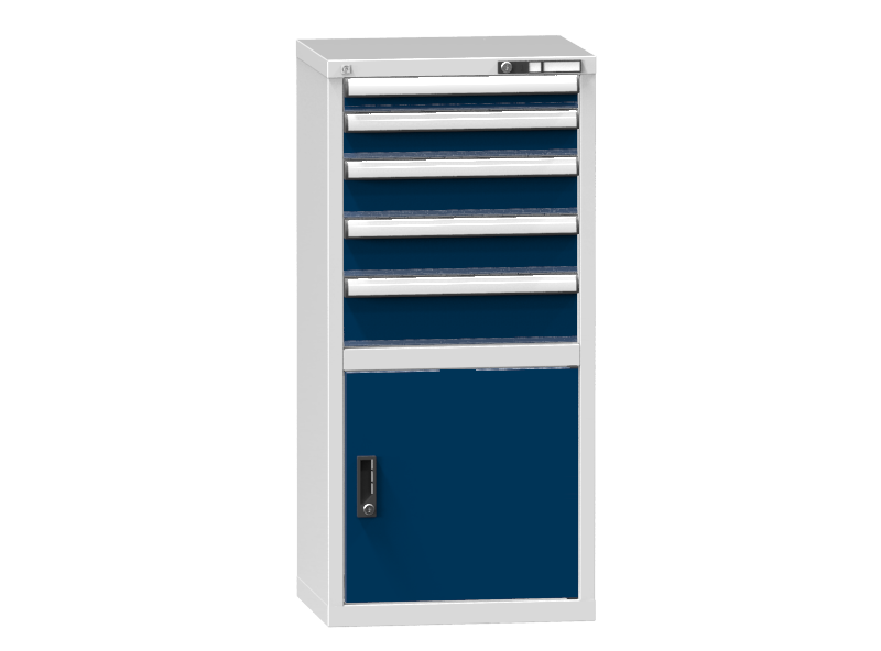 Schubladenschrank - Standcontainer  - 1+1+2+1 Schublade, 1x Tür 550mm - 1215x578x464 mm (HxBxT)