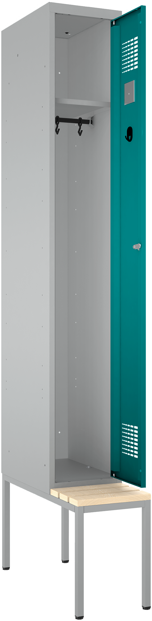 Umkleidespind - 1 Tür mit Sitzbank