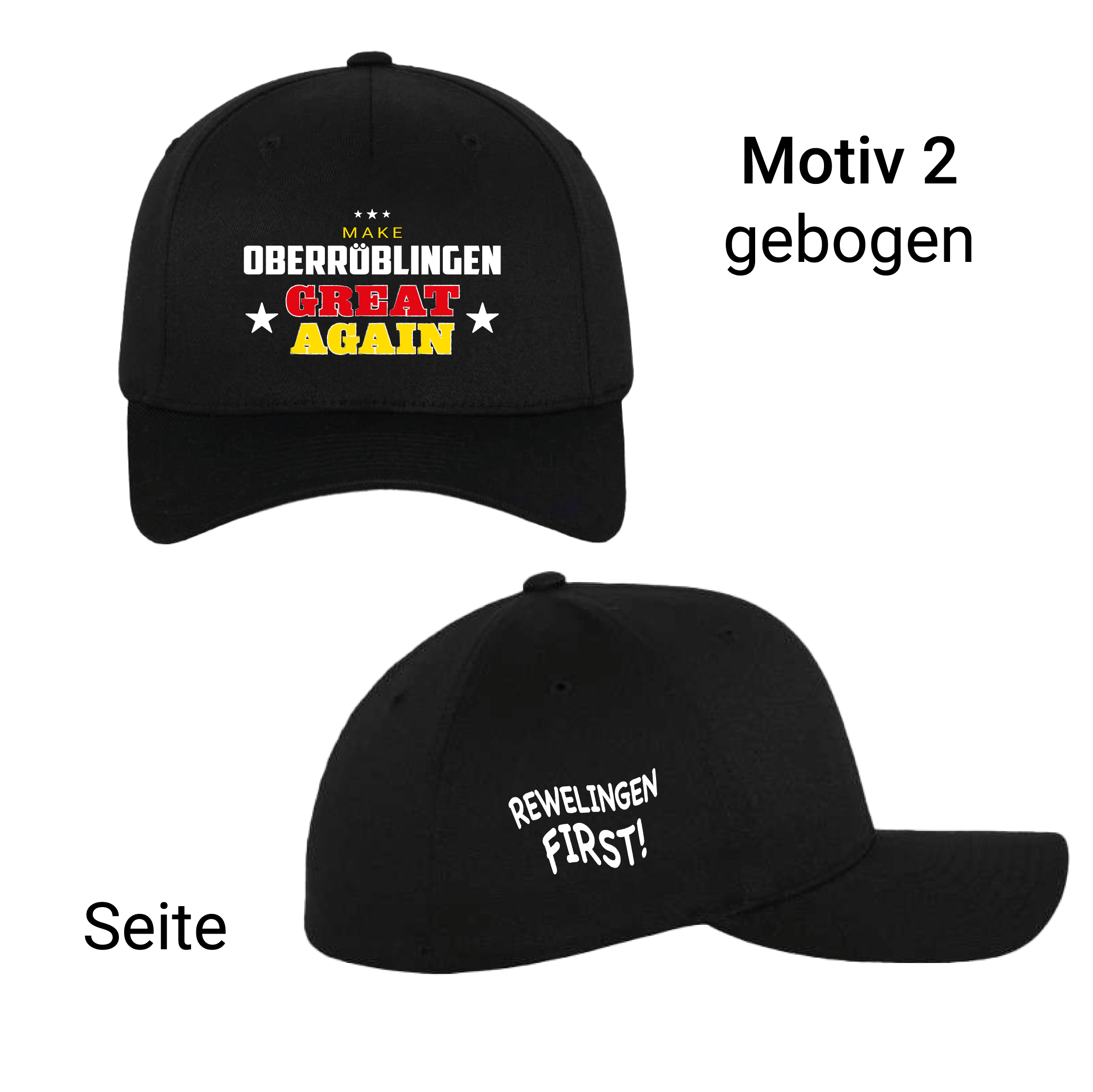 Cap - Erbsbärumzug Oberröblingen - "Rewelingen FIRST!" - Schirm gebogen, in 2 Größen