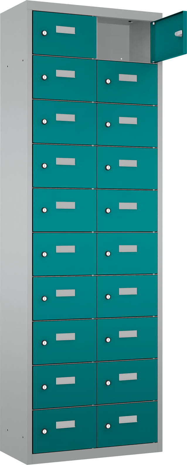 Schließfach/Kantinenschrank - 2 Abteile - 20 Fächer - stehend - 1800x600x300 mm (HxBxT)