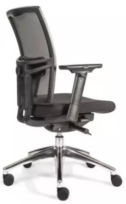 Bürodrehstuhl mit Armlehnen - Netzrücken - Lordosenstütze - Alu Fußkreuz