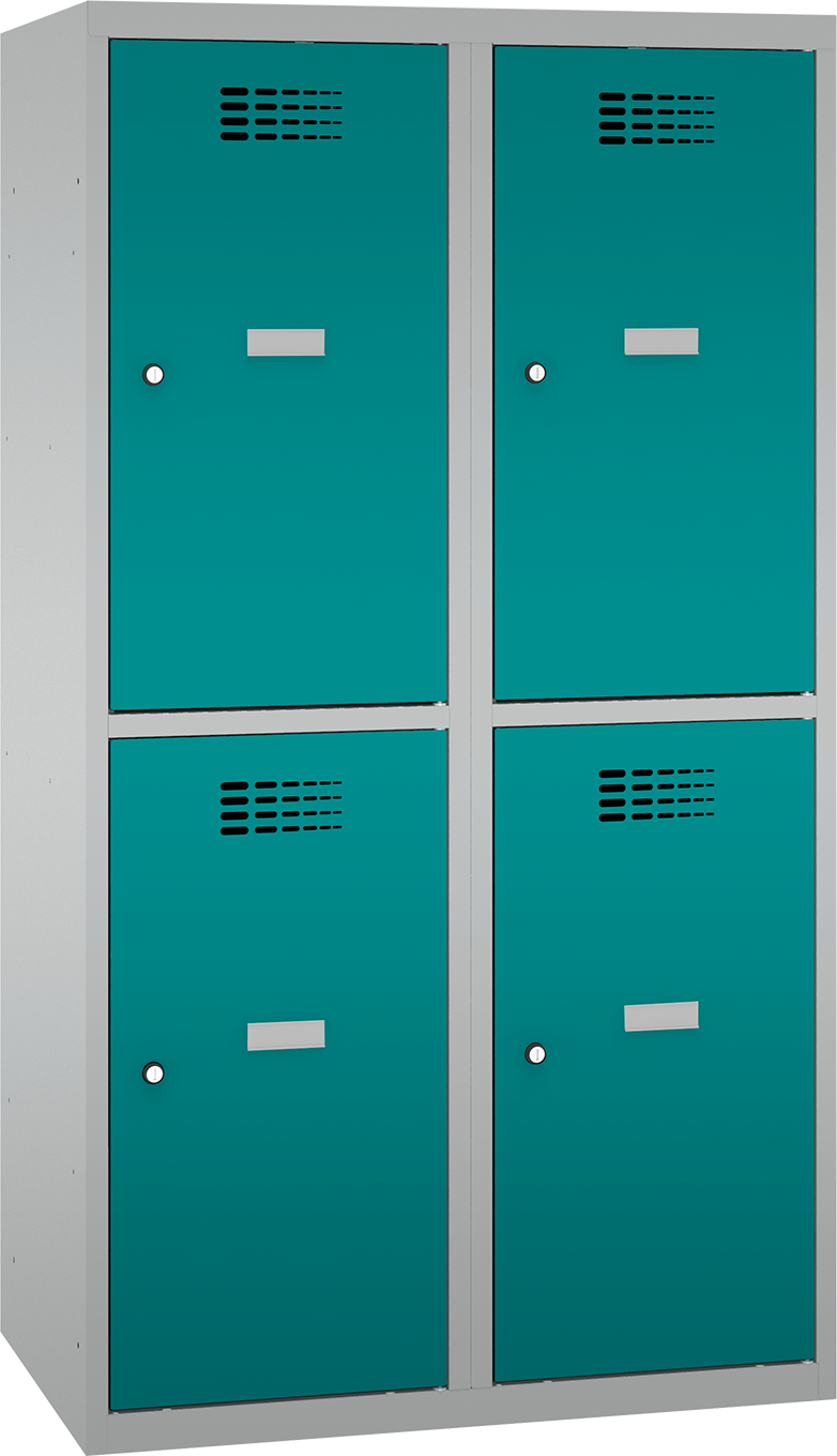 Garderobenschrank - 2 Abteile -  4 Fächer - for young pupils - 1450x800x500 mm (HxBxT)