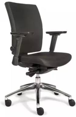 Bürodrehstuhl mit Armlehnen - gepolstert - Lordosenstütze - Alu Fußkreuz