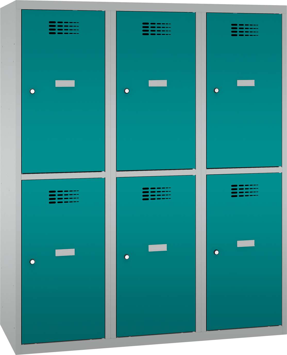 Garderobenschrank - 3 Abteile -  6 Fächer - for young pupils - 1450x1200x500 mm (HxBxT)