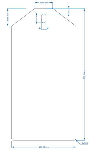 Flexible Trennwand kurz  595 x 290 x 2 mm (HxBxT)