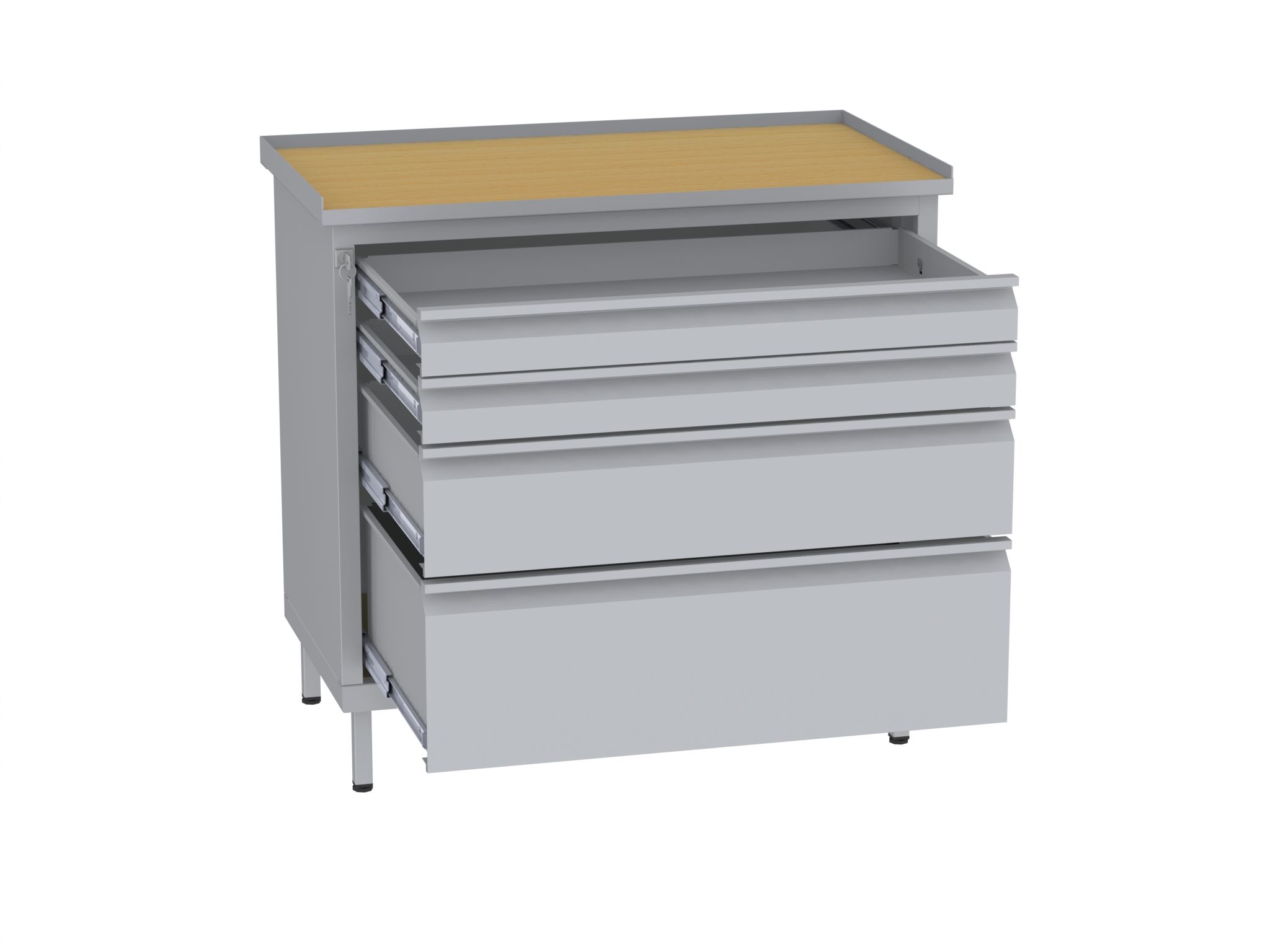 Werkstattschrank, niedrig - 1 + 1 + 2 Schubladen - 850x900x505 mm (HxBxT)