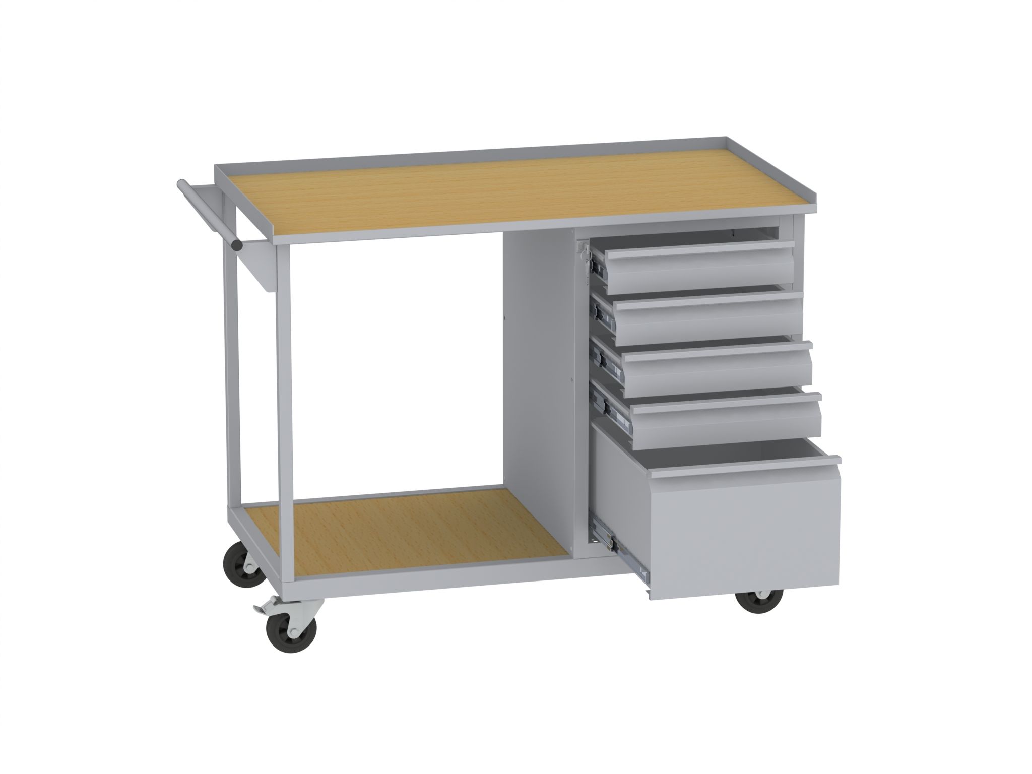 Werkstattwagen, Plattformwagen - 1 + 4 Schubladen - 890x1150x590 mm (HxBxT) - Schrank H