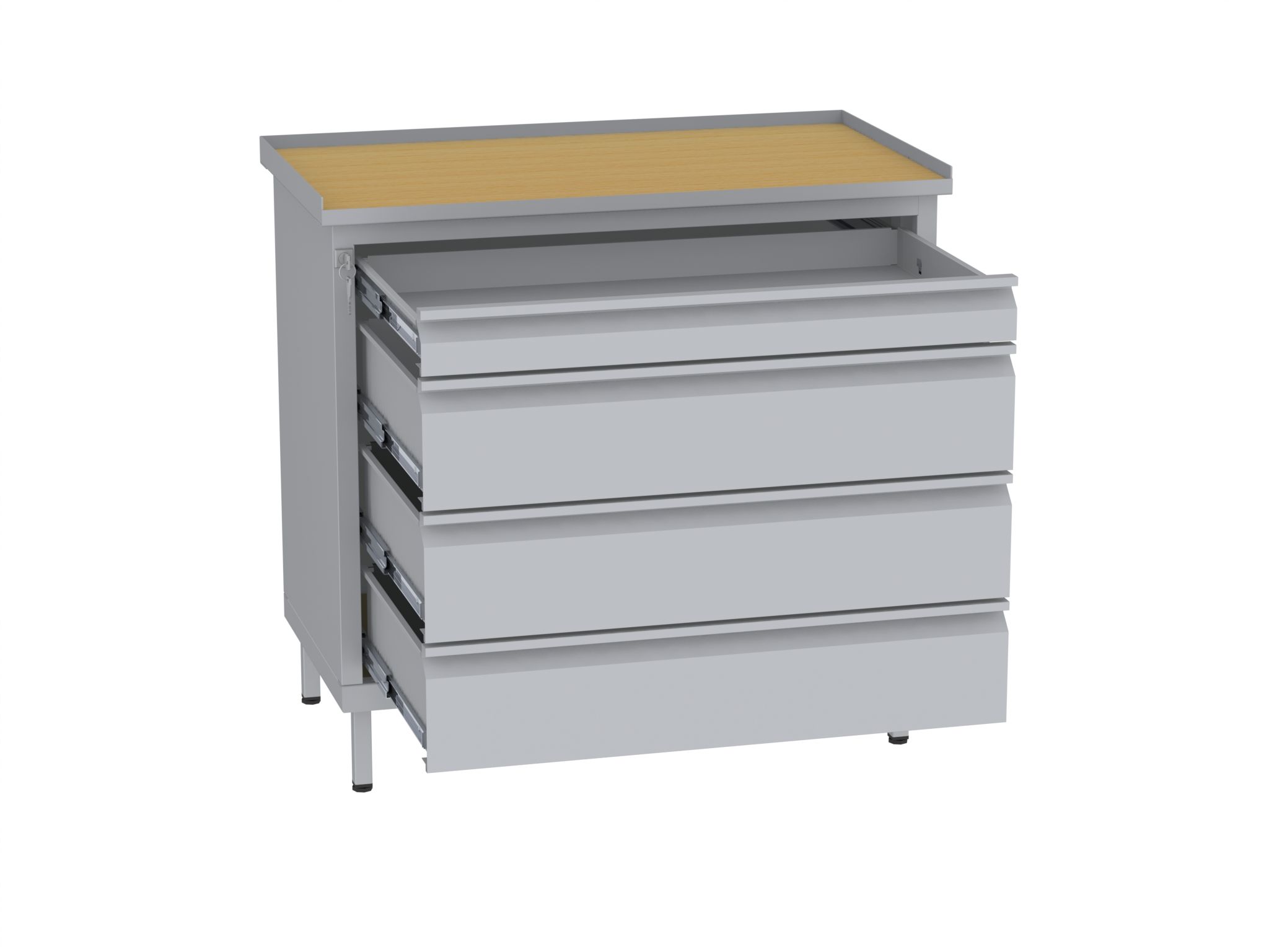 Werkstattschrank, niedrig - 3 + 1 Schubladen - 850x900x505 mm (HxBxT)