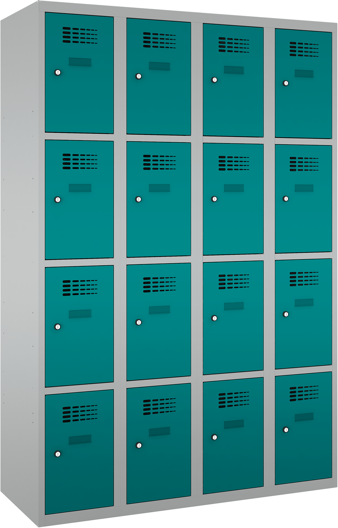 Schließfachschrank - 4 Abteile - 16 Fächer