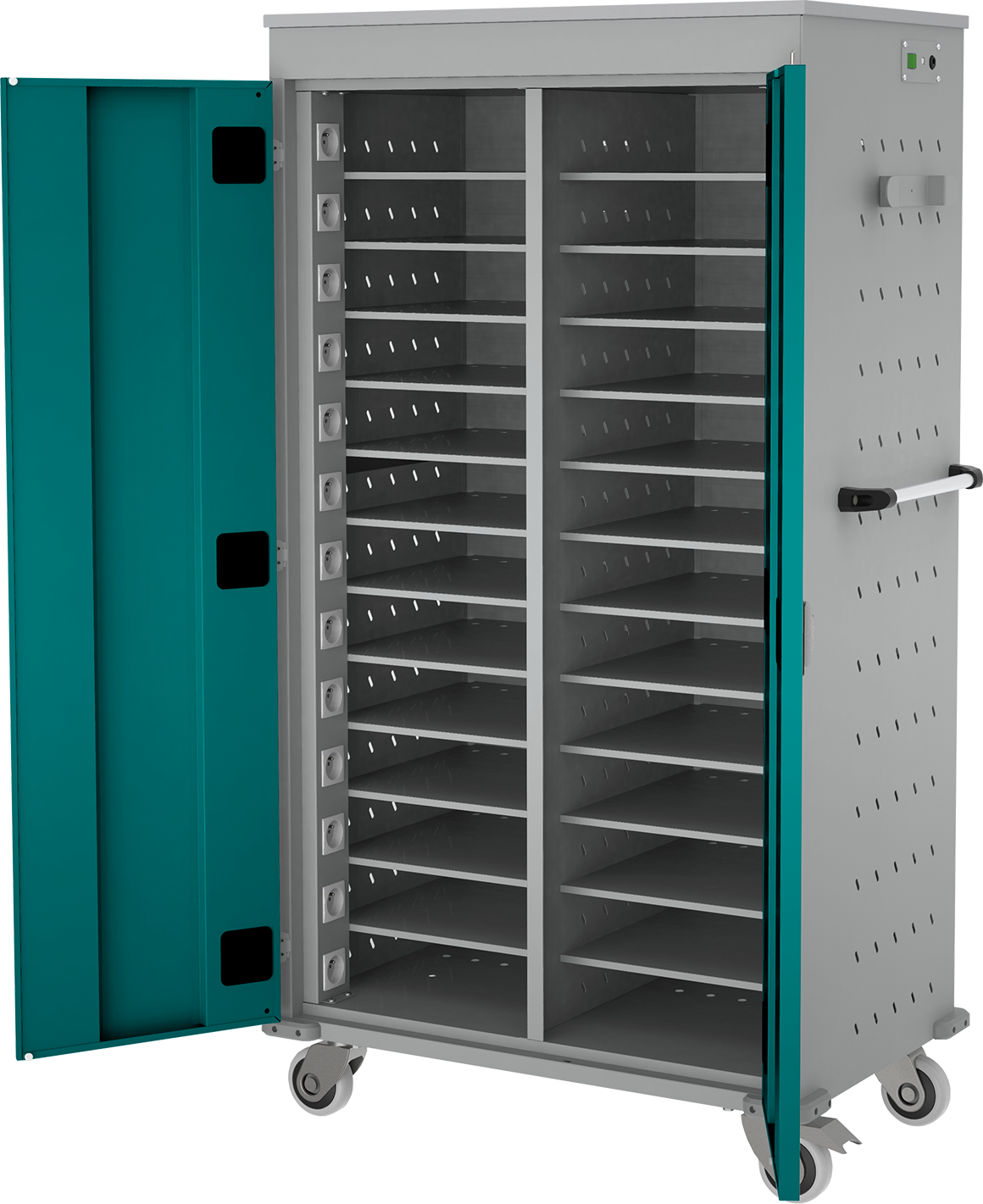 Laptopwagen, Akkuladewagen - 26 Fächer mit Steckdosen