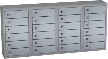 Wertfachschrank hängend - 4 Abteile - 24 Fächer