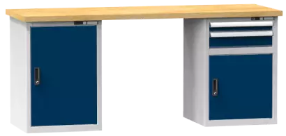 Arbeitstisch KOMBI 700 - 1 + 1 +  Schubladen, 2 Türen, 3 Fachböden