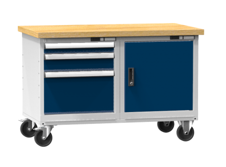 Mobile Werkbank PPS-5/5M  mit Rollen, 3 Schubladen + Tür mit Fachboden
