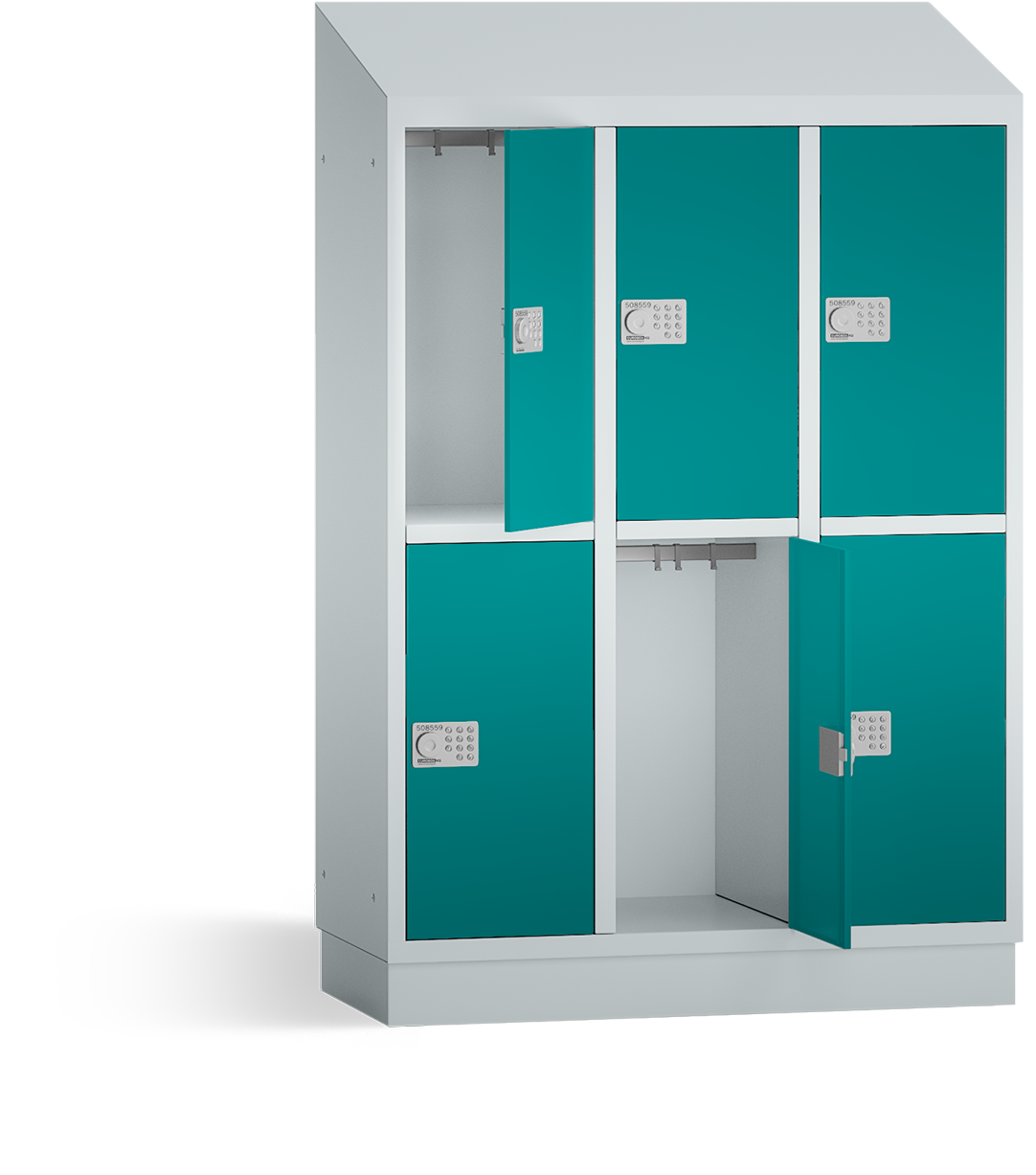 PREMIUM - Garderobenschrank Grundschule - 3 Abteile - 6 Fächer - 1500x1075x500 mm (HxBxT)