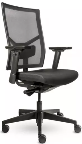 Bürodrehstuhl mit 3D Armlehnen - Netzrücken - Kunststofffußkreuz