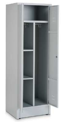 Metallspind - 1800x600x500mm - mit 2 Fachböden links / Kleiderstange rechts