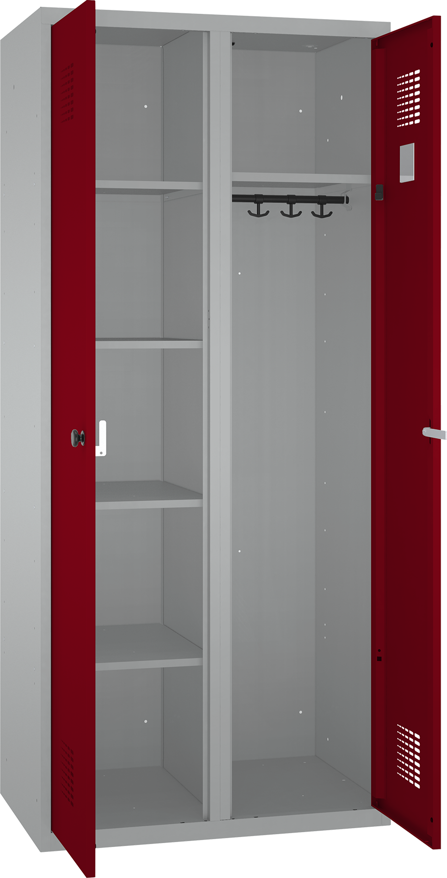 Doppelspind - 2 Abteile - 4 Fachböden links/ Kleiderstange rechts