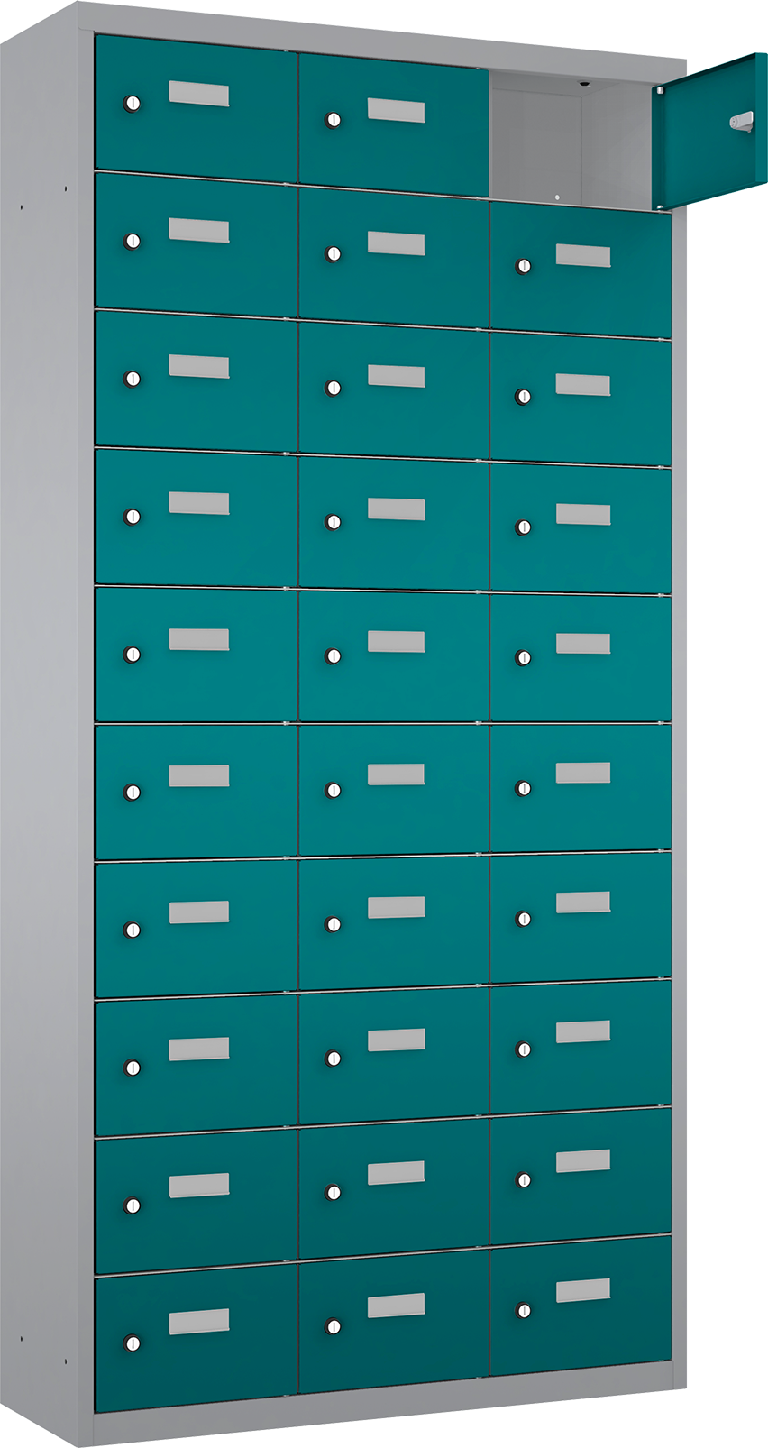 Schließfach/Kantinenschrank - 3 Abteile - 30 Fächer - stehend - 1800x875x300 mm (HxBxT)