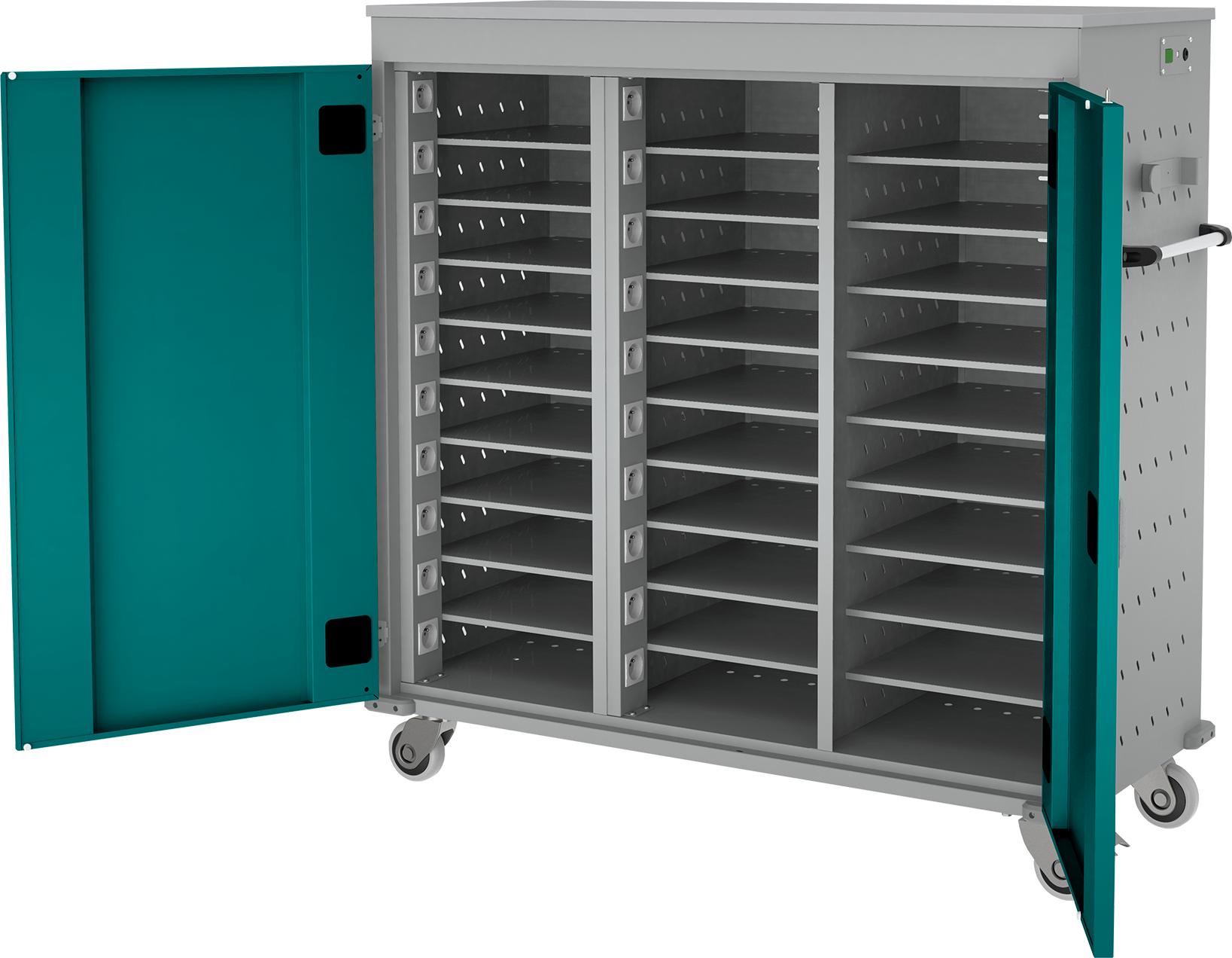 Laptopwagen, Akkuladewagen - 30 Fächer mit Steckdosen