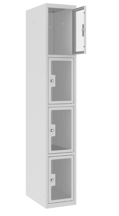 Schließfachschrank - 1 Abteil - 4 Fächer - Plexiglas Tür - 1800x300x500 mm (HxBxT)