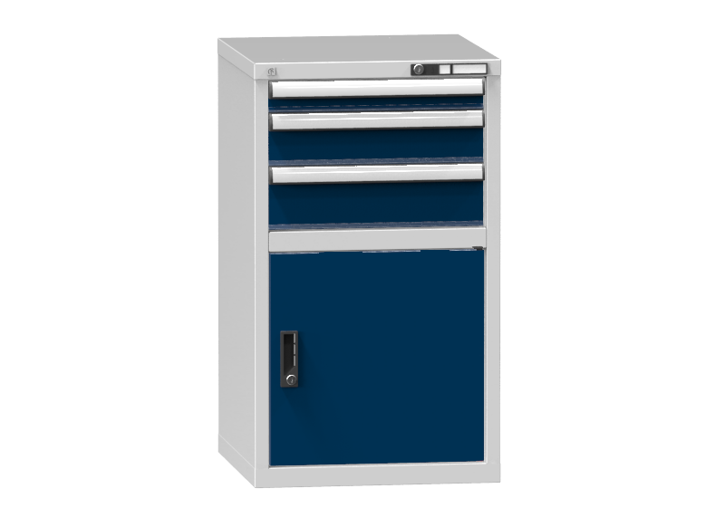 Schubladenschrank - Standcontainer  - 1+1+1 Schublade, 1x Tür 550mm - 990x578x600 mm (HxBxT)