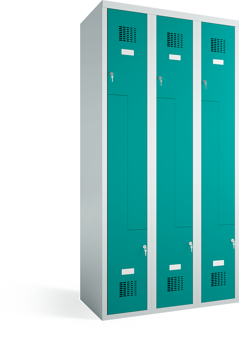 Z-Spind, Garderobenschrank - 3 Abteile -  6 Fächer  1800x900/1200x500 mm (HxBxT)