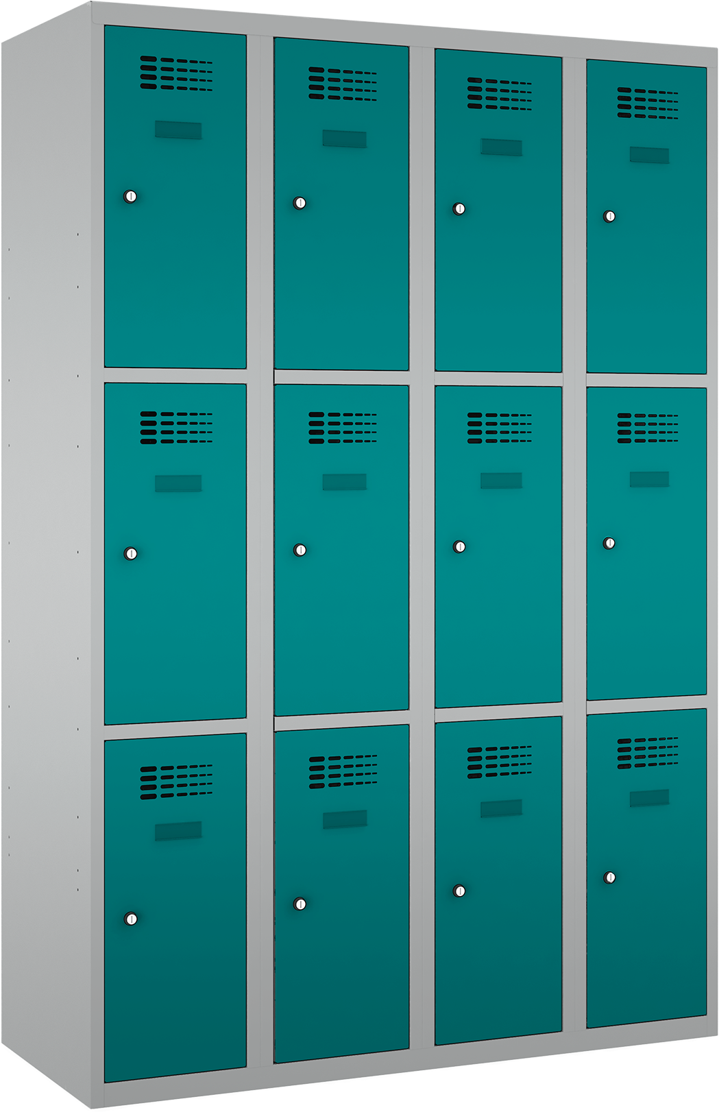 Schließfachschrank - 4 Abteile - 12 Fächer 1800x1200x500 mm (HxBxT)