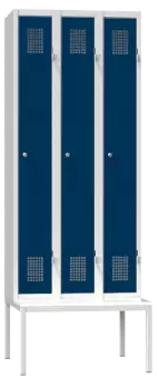 Spind - 3 Abteile - mit Bank -  2080x750x500 mm (HxBxT)
