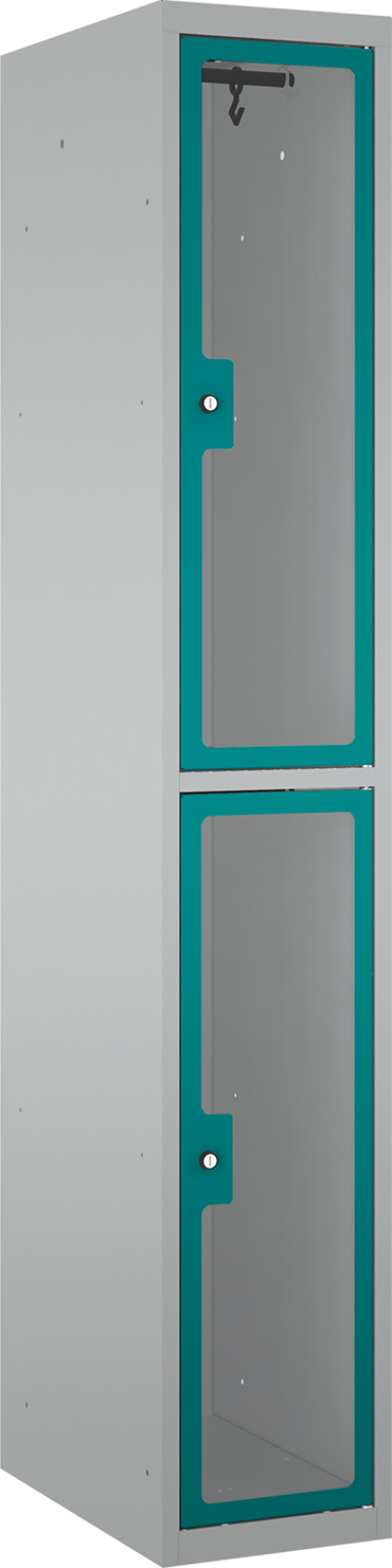 Garderobenschrank - 1 Abteil - 2 Fächer - Plexiglas Tür - 1800x300x500 mm (HxBxT)