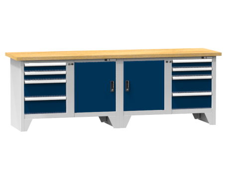 Modulare Werkbank PS3-1/1M -  8 Schubladen, 2 Türen, 2 Fachböden