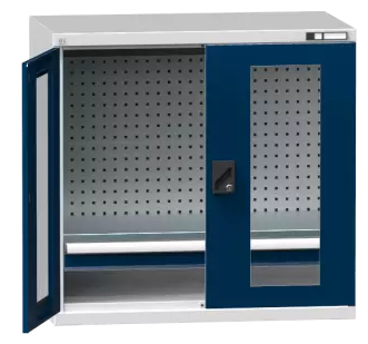 Flügeltürenschrank/ Werkzeugschrank SK1 - mit Glastür, gelochte Wände - 1000x1044x625 mm (HxBxT)