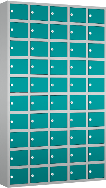 Wertfachschrank/ Handyschrank mini - stehend oder hängend - 5 Abteile - 50 Fächer